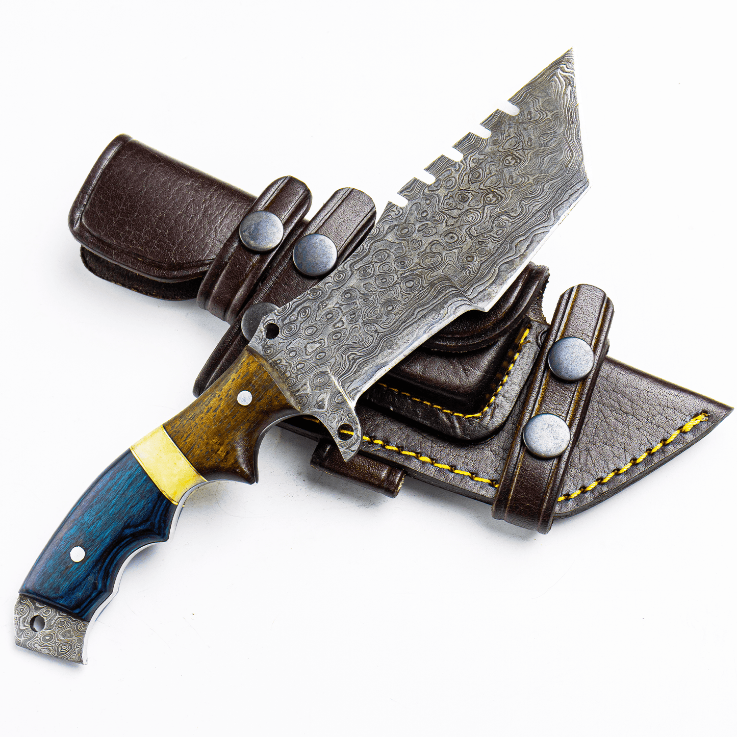 Damascus Steel Pakka Blue knife - Himalt