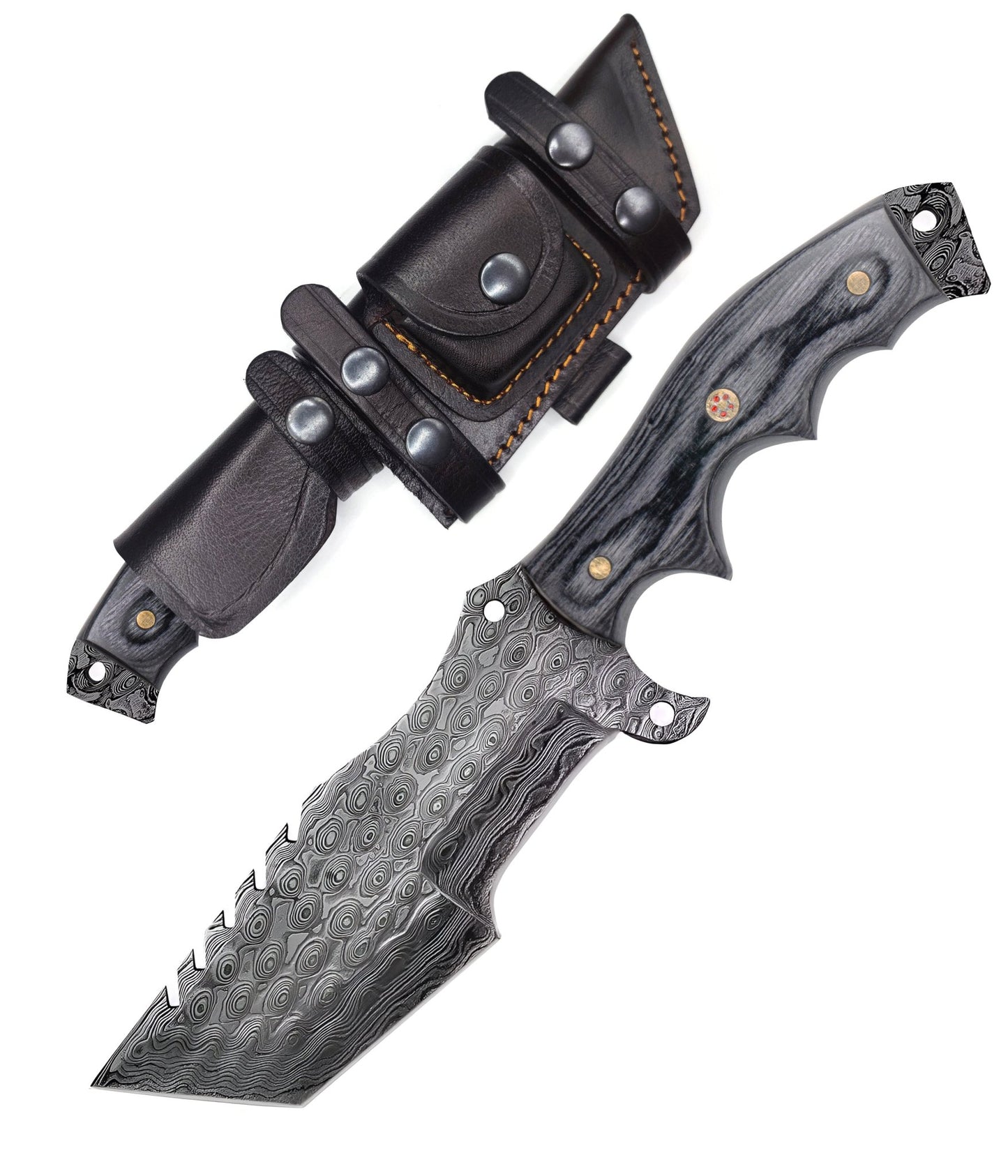 Damascus Steel Pakka wood Grey survival Knife - Himalt