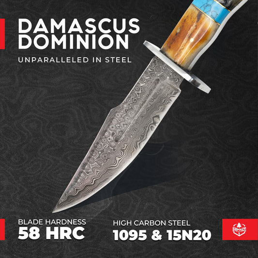 Damascus Steel Bowie Hunting Knife