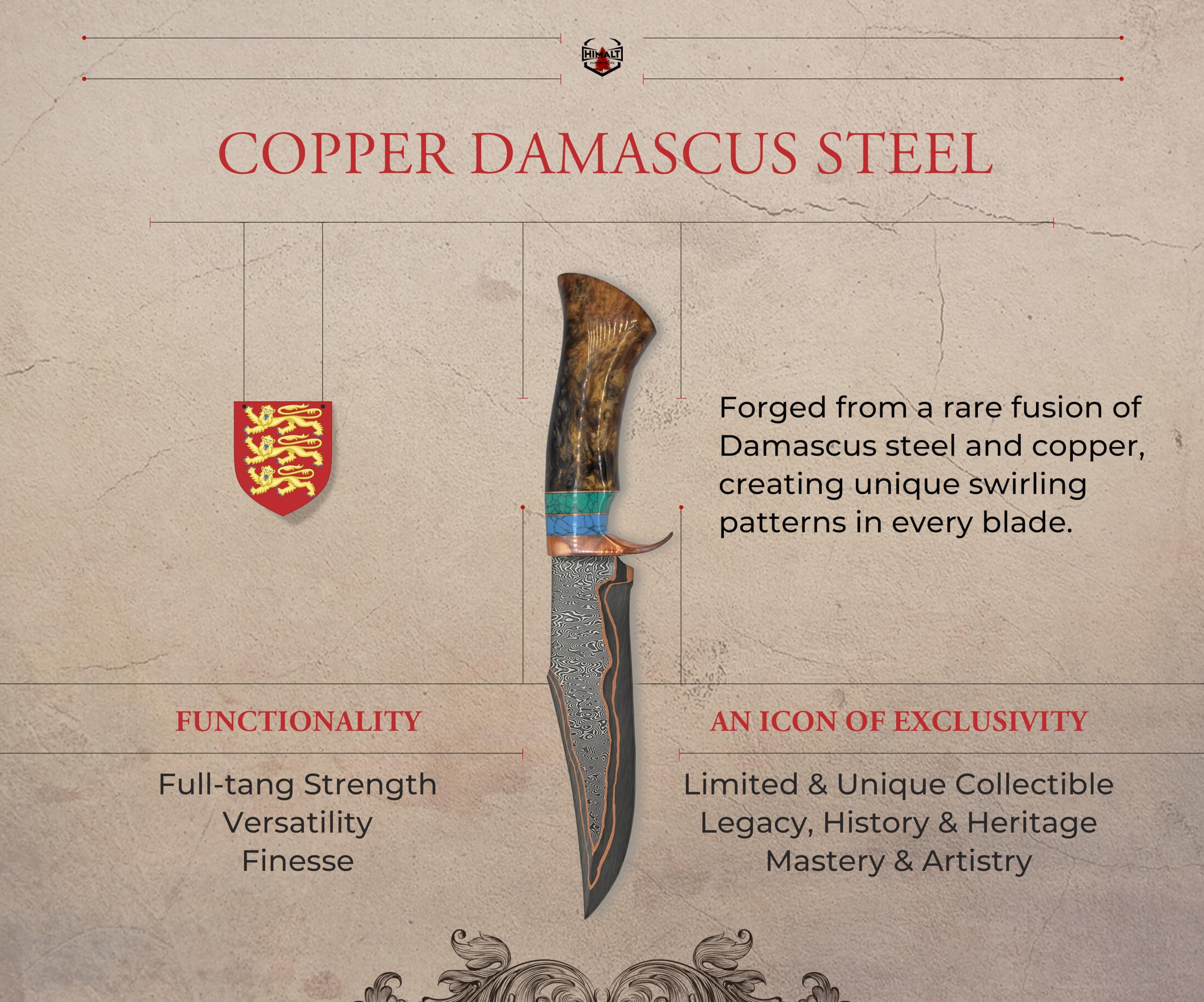 Damascus Steel Bowie Hunting Knife
