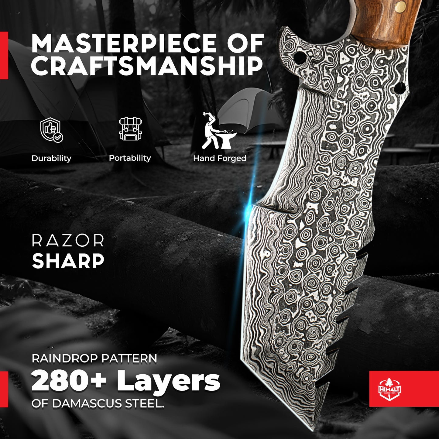 Damascus Steel Rosewood knife