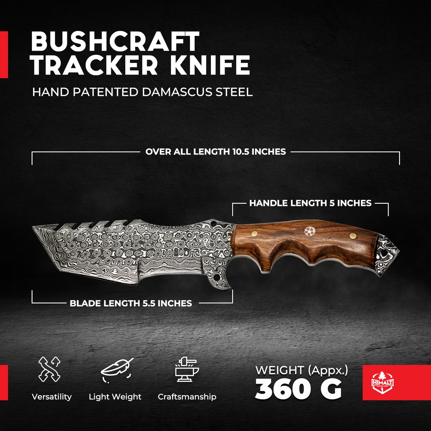 Damascus Steel Rosewood knife