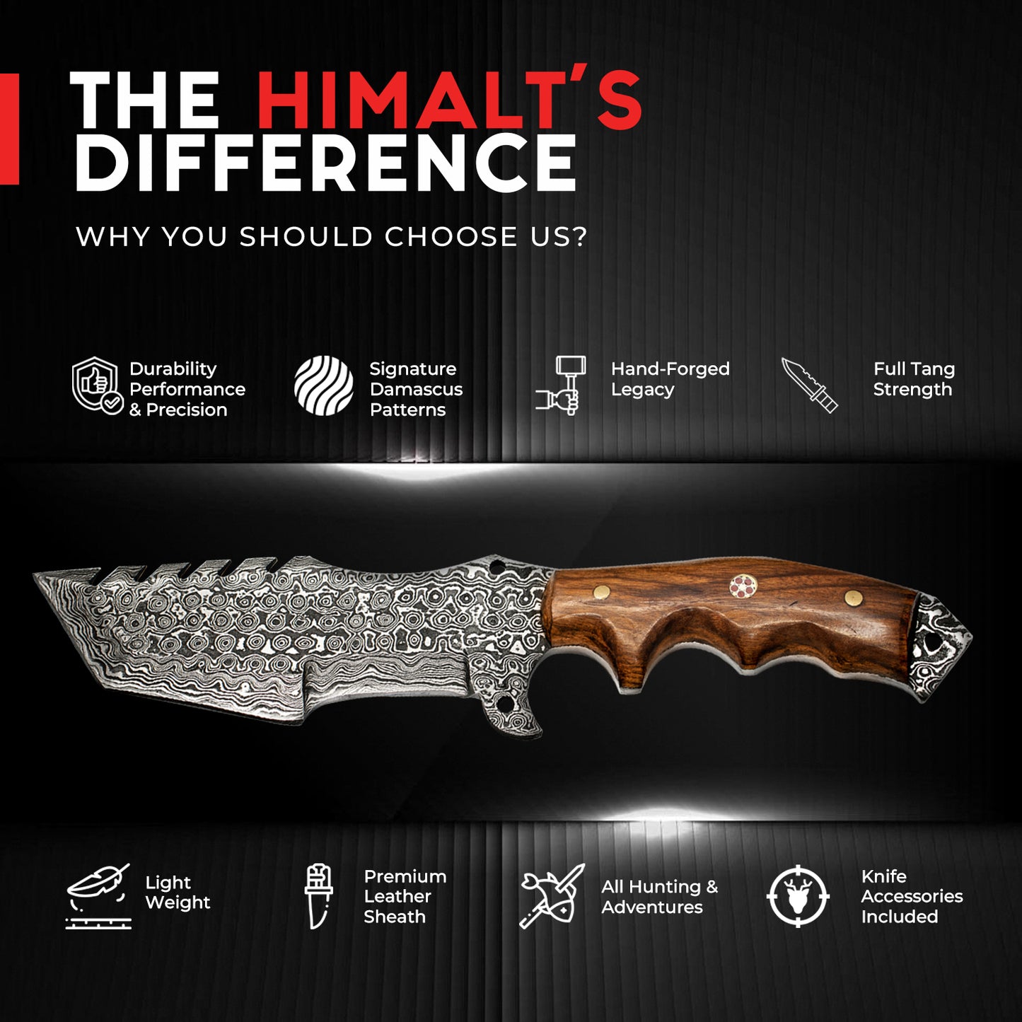 Damascus Steel Rosewood knife