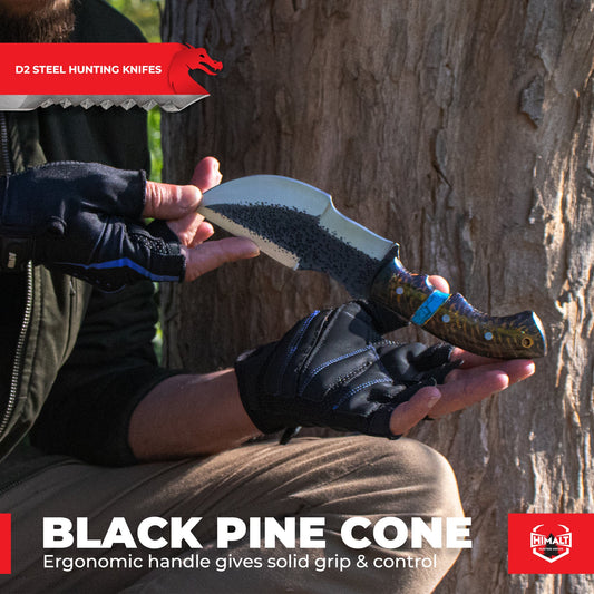 D2 Black Pine Cone Hand Forged survival knife - Himalt