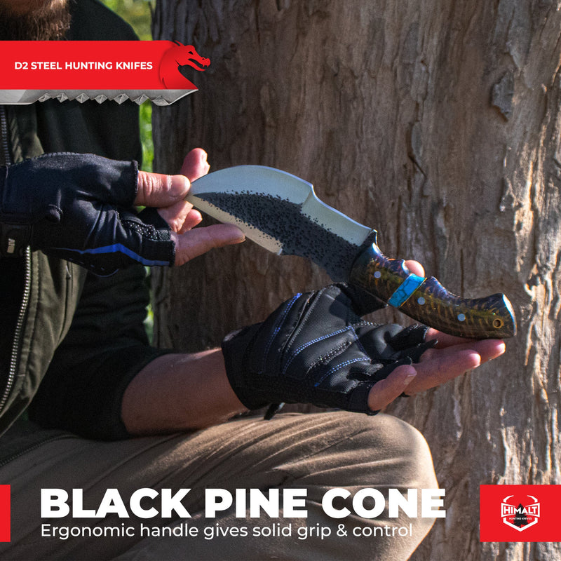 D2 Black Pine Cone Hand Forged survival knife - Himalt