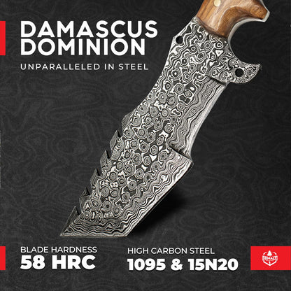 Damascus Steel Bowie Hunting Knife - Himalt