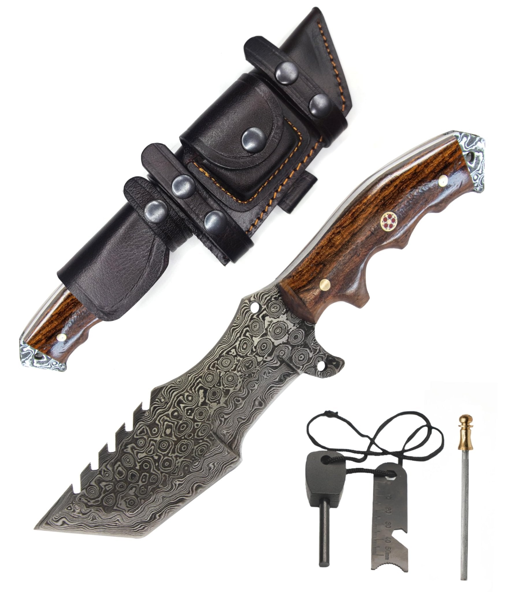Damascus Steel Bowie Hunting Knife - Himalt