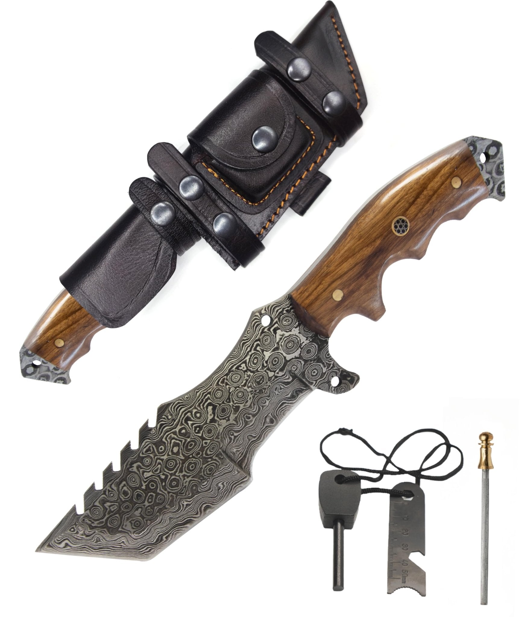 Damascus Steel Bowie Hunting Knife - Himalt