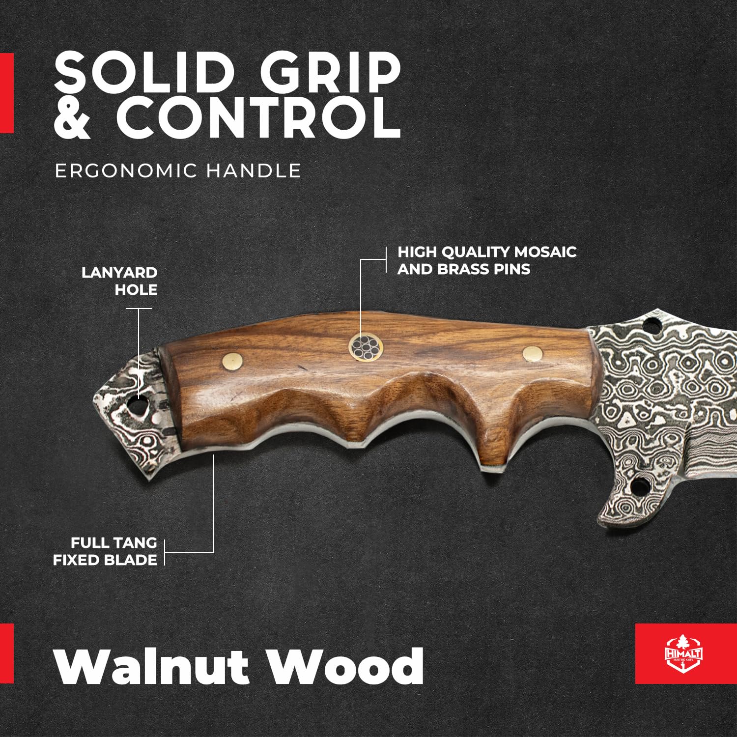 Damascus Steel Bowie Hunting Knife - Himalt