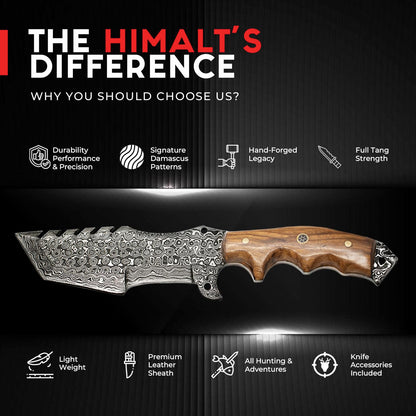 Damascus Steel Bowie Hunting Knife - Himalt