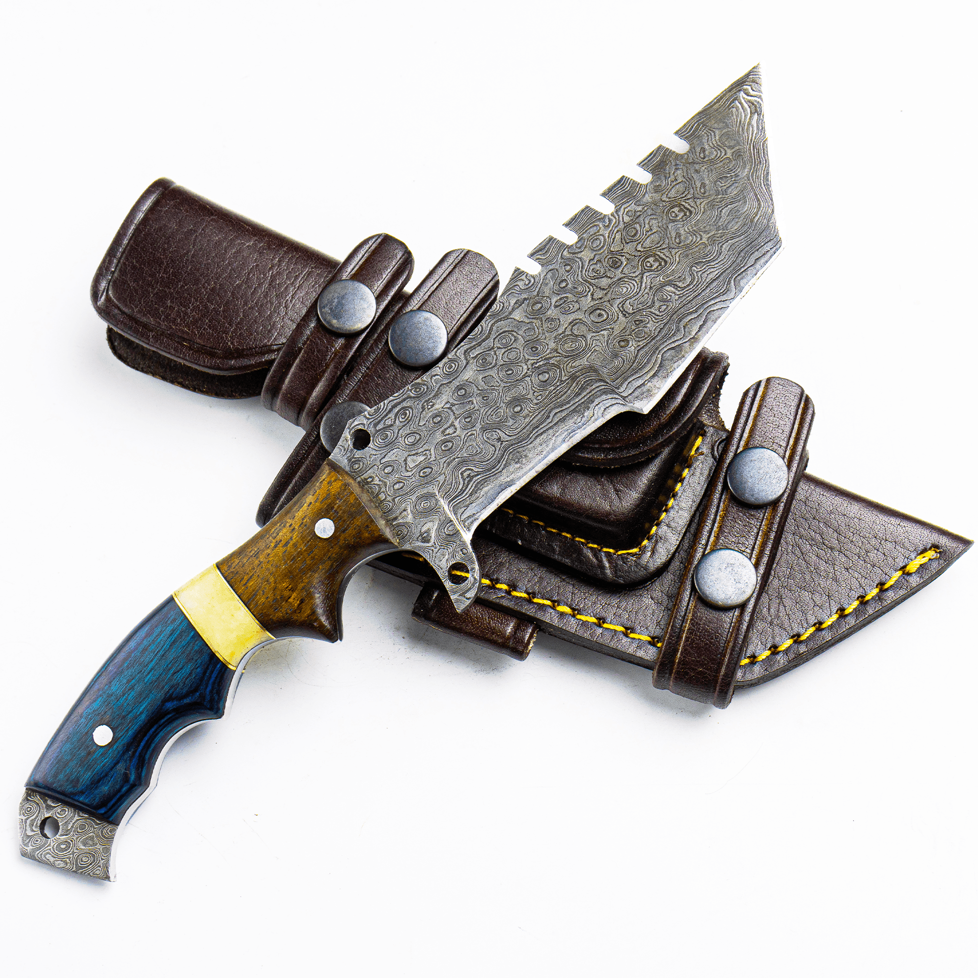 Damascus Steel Pakka Blue knife - Himalt