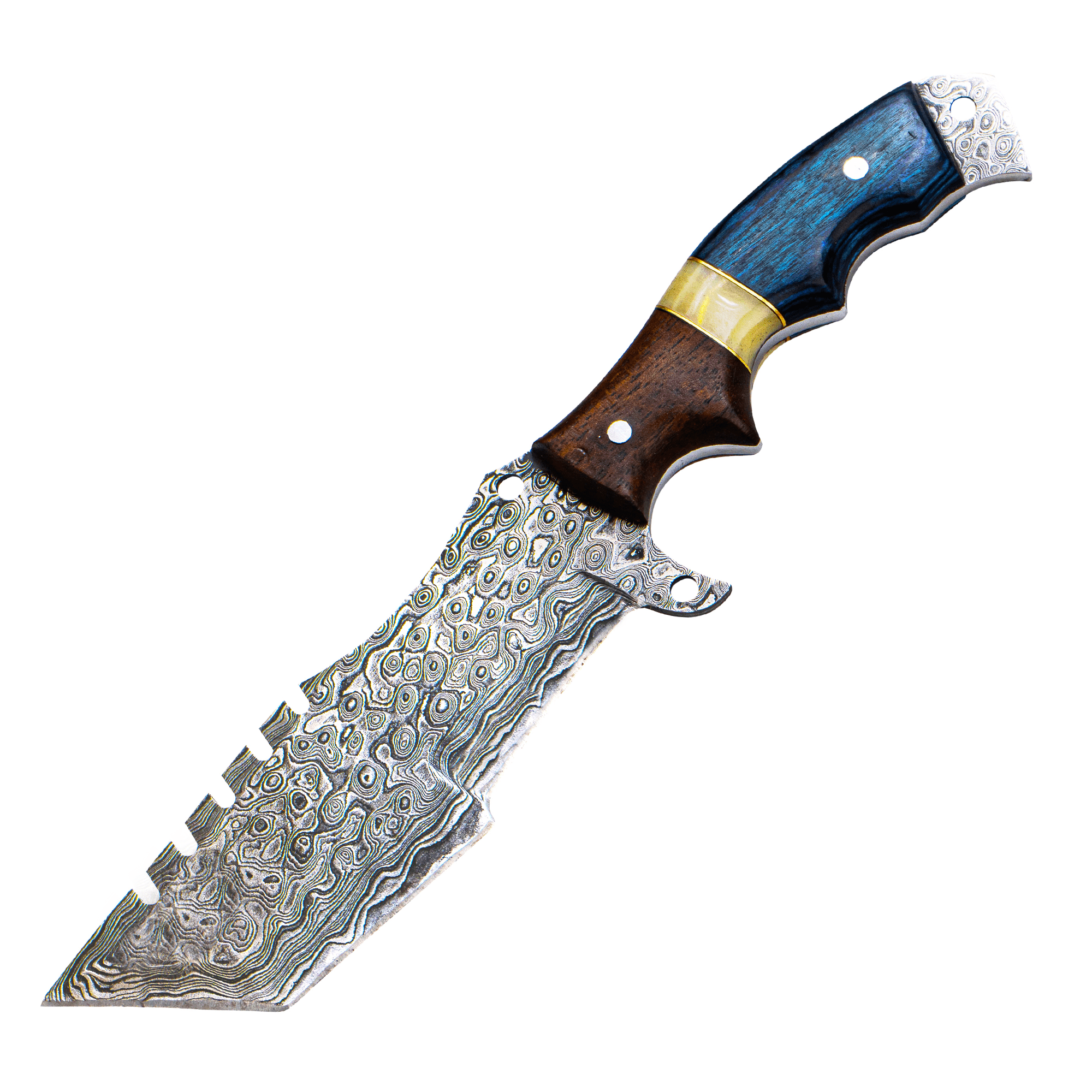Damascus Steel Pakka Blue knife - Himalt