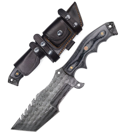 Damascus Steel Pakka wood Grey survival Knife - Himalt