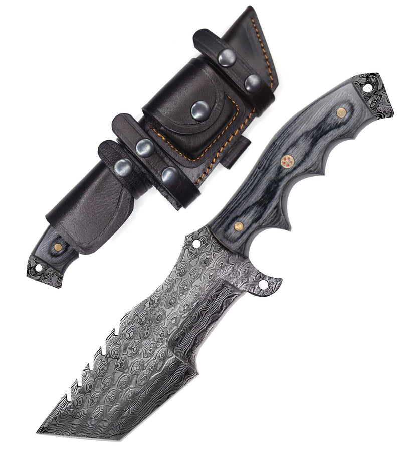 Damascus Steel Pakka wood Grey survival Knife - Himalt