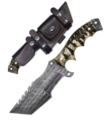 Damascus Steel Ram Horn survival knife - Himalt