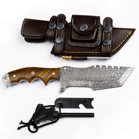 Damascus Steel walnut wood knife - Himalt