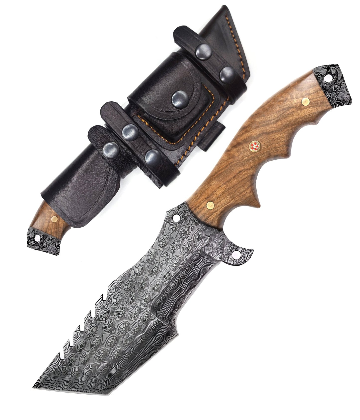 Damascus Steel walnut wood survival knife - Himalt