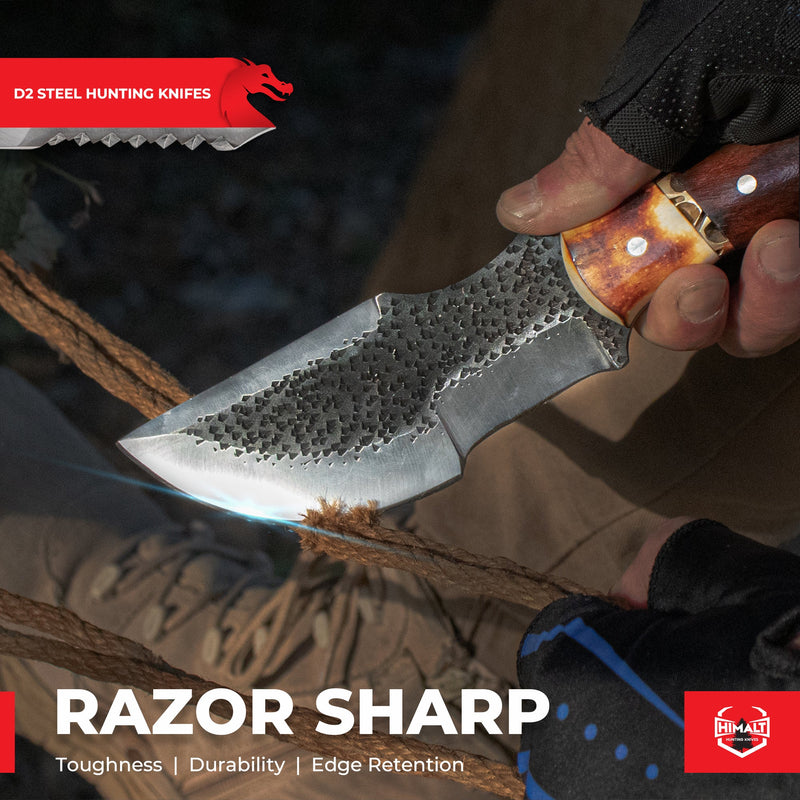 Rosewood & Burnt Camel Bone survival knife - Himalt
