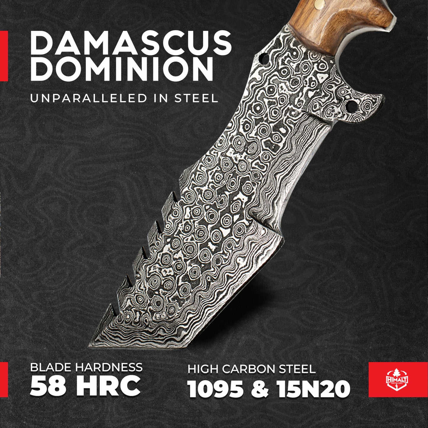 Damascus Steel walnut wood knife